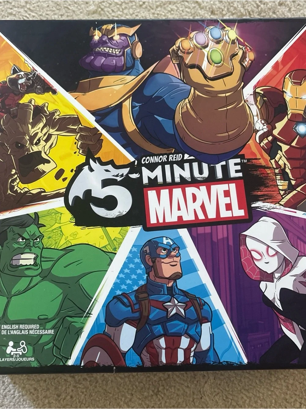 Marvel 5-Minute Strategy Game — Red, Blue, Green, Gold, Purple